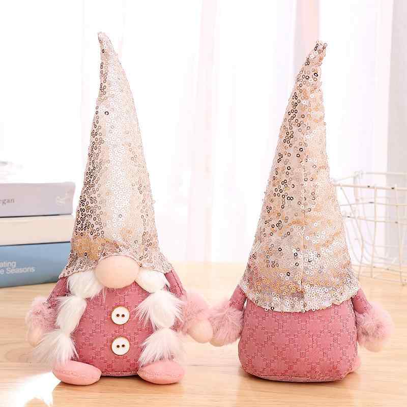 クリスマス置物 メンズ レディース ピンク スパンコール 顔なし ルドルフ ぬいぐるみ 北欧風 かわいい 布製 ドール 人形 オブジェ ホーム インテリア 玄関 窓 ショーウィンドウ ディスプレイ デコレーション 飾り おしゃれ