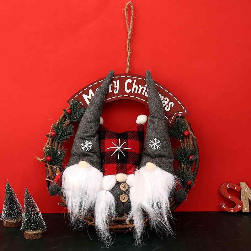 クリスマス 飾り サンタクロース 人形 ぬいぐるみ リース 3体セット 壁掛け 吊り下げ オーナメント ガーランド 北欧風 アメリカン カントリー 布製 玄関 リビング 店舗 おしゃれ インテリア 装飾