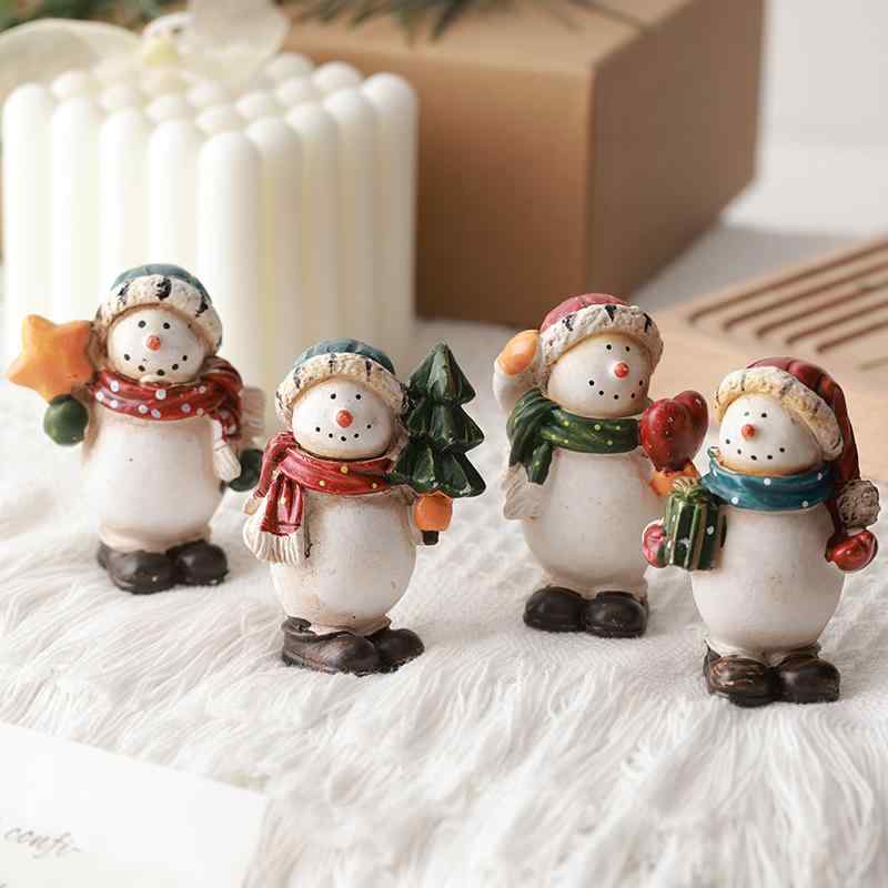 クリスマス 置物 スノーマン サンタ 雪だるま ミニチュア 卓上 デコレーション かわいい レジン製 人形 インテリア 飾り オブジェ 部屋 玄関 リビング