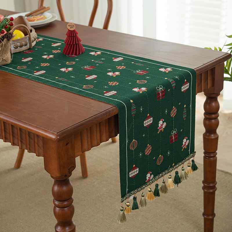 テーブルランナー 高級感 アメリカン レトロ ポリエステル クリスマス ホリデームード グリーン 人物柄 ベッドスロー コーヒーテーブル チェスト用カバー 装飾デコレーション