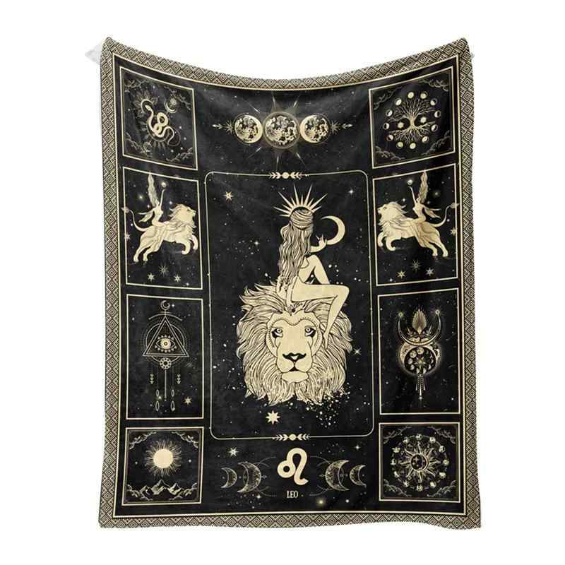 楽天セキュアデポ毛布 フランネル 十二星座柄 洗える 柔らか 軽量 あったか ふわふわ オールシーズン ポリエステル ブランケット 寝具 シンプル モダン