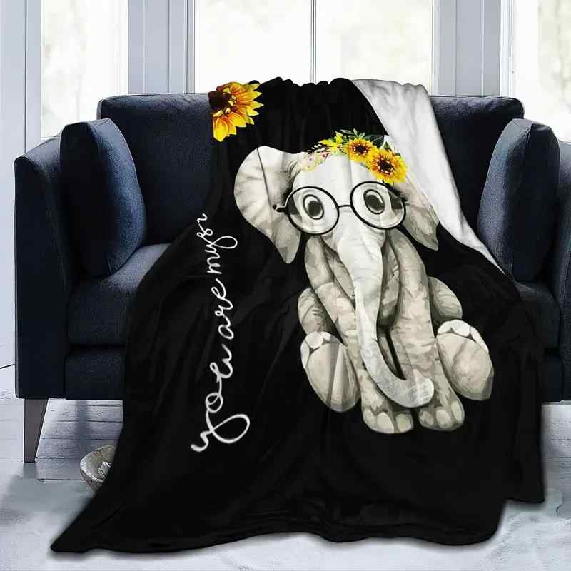 ブランケット 学生向け フランネル ポリエステル 柔らか 暖かい かわいい 眼鏡ぞう キャラクター プリ..