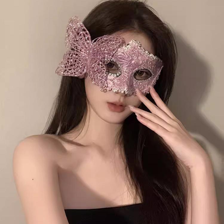 マスク レディース 蝶型 アクリル製 ゴージャス 白 黒 ピンク クリスマス ハロウィン 仮装 コスプレ パーティー 舞踏会 仮面舞踏会 イベント 小道具 グッズ(3)