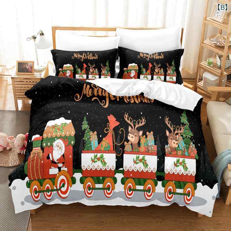 布団カバーセット 3Dデジタルプリント クリスマス トナカイ柄 かわいい ポリエステ...