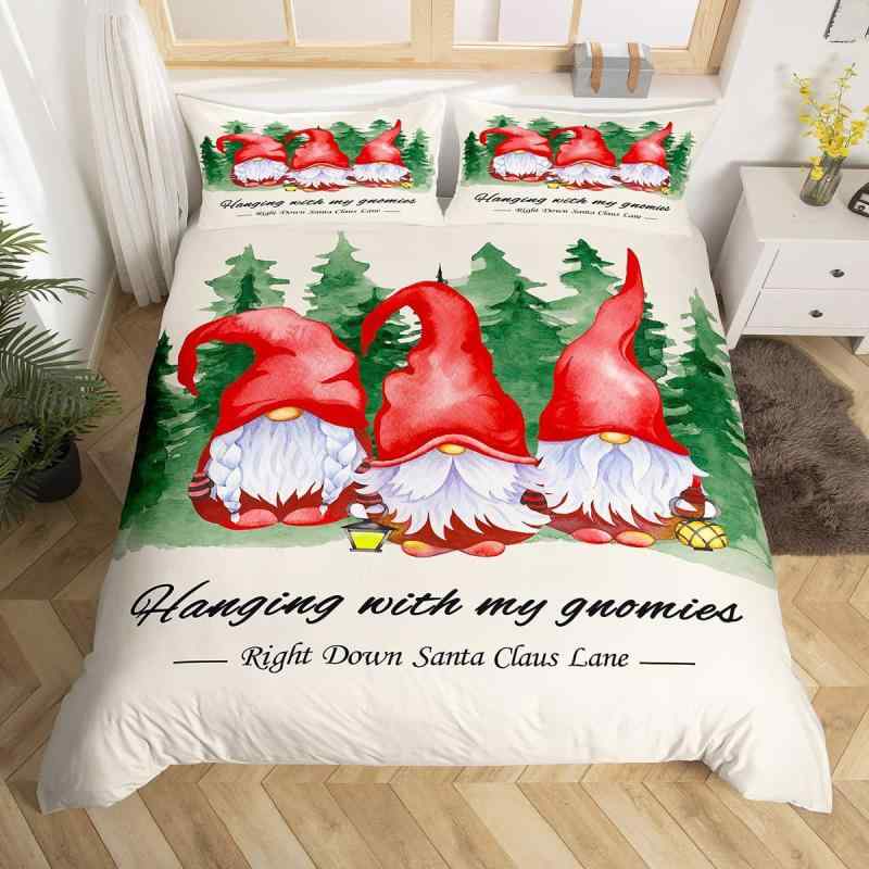 布団カバー キッズ 成人 デジタルプリント サンタクロース 松の木柄 水彩画風 カートゥーン クリスマス..