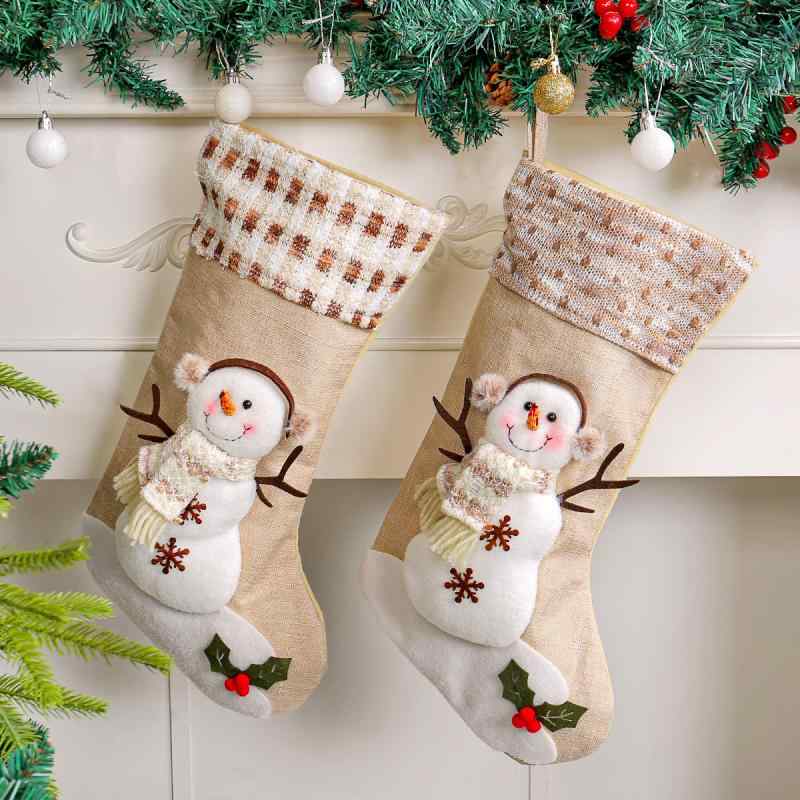 クリスマス ソックス 大きいサイズ かわいい おしゃれ 雪だるま プレゼント ギフト袋 チェック柄 ストライプ柄 クリスマスツリー オーナメント 吊り下げ 壁飾り