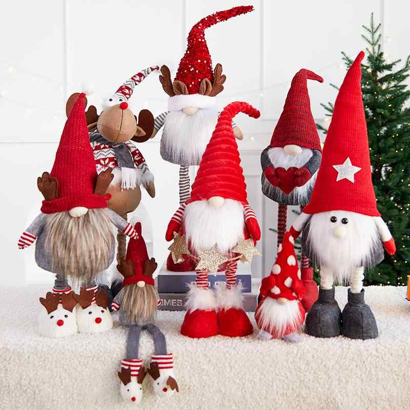 クリスマス飾り ルドルフ ノーム ドワーフ 伸縮式 ぬいぐるみ 人形 ドール 置物 オーナメント 顔なし トナカイ 北欧風 かわいい 布製 DIYデコレーション クリスマスプレゼント ギフト