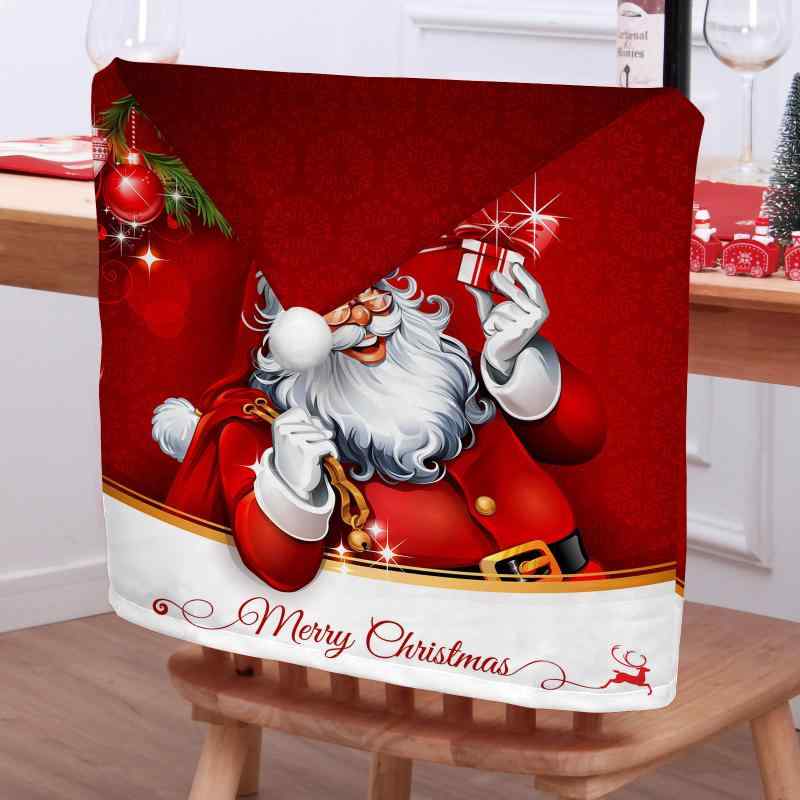 チェアカバー クリスマス ショートパイル 背もたれ用 ポリエステル製 かわいい カートゥーンデザイン ..