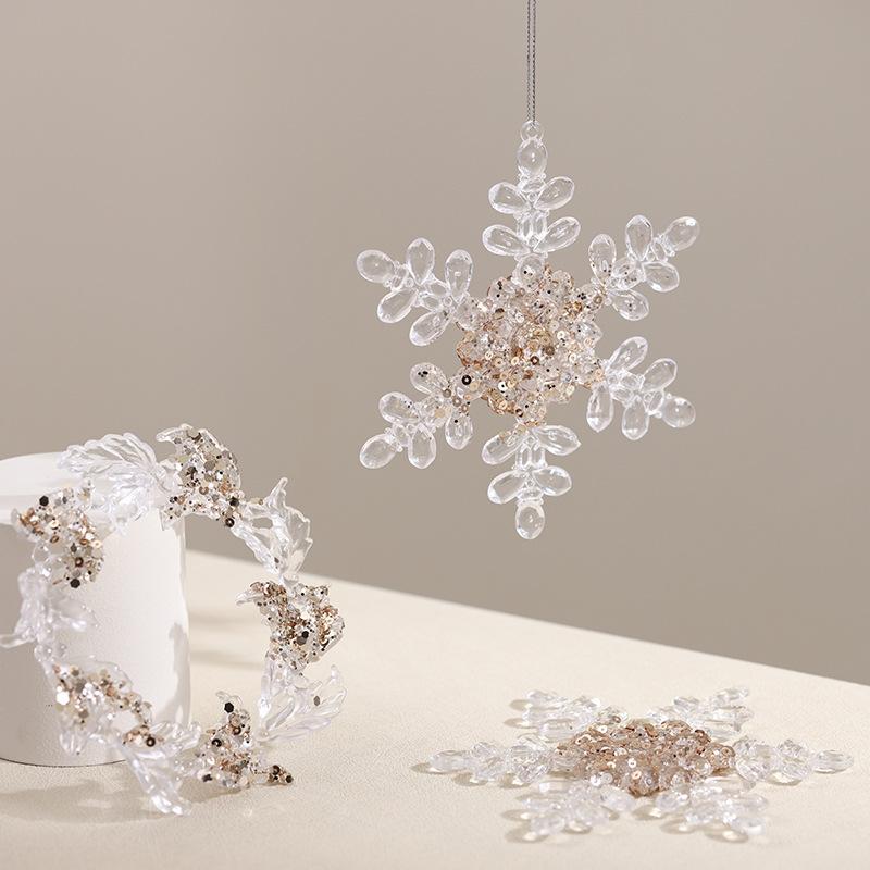 クリスマスオーナメント 透明 アクリル プラスチック 吊り下げ トナカイ 雪の結晶 スノーフレーク リース クリスマスツリー デコレーション 軽やか 高級感 インテリア 部屋飾り