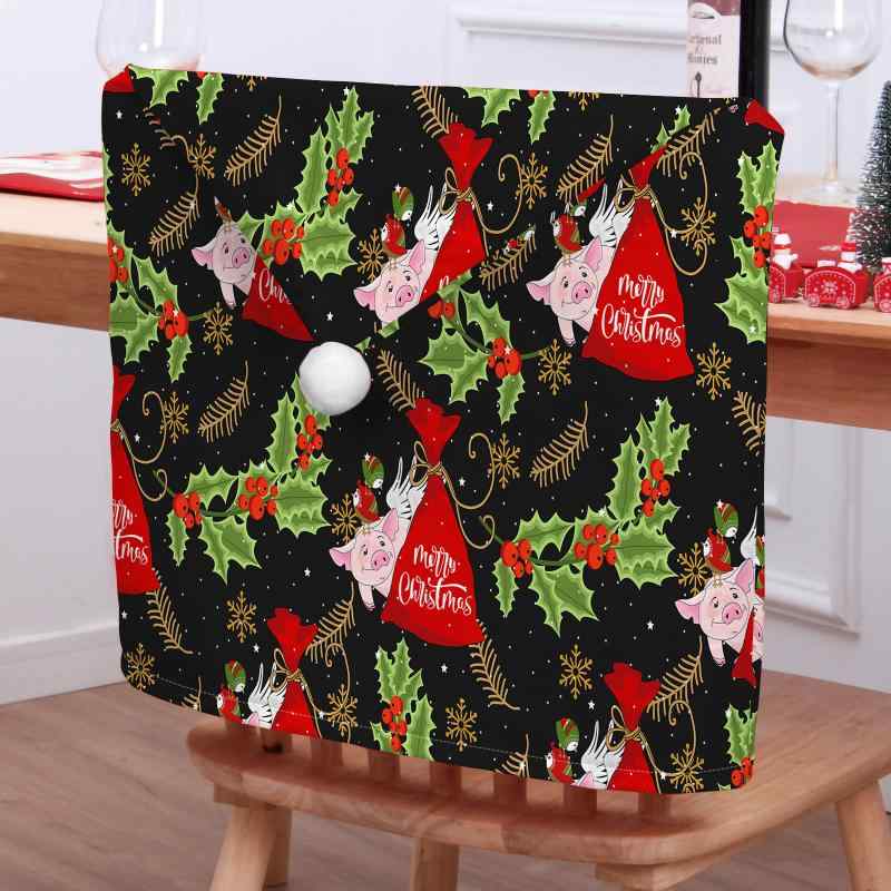 椅子カバー クリスマス ショートパイル 動物柄 かわいい おしゃれ ポリエステル製 3Dプリント インテリア 装飾 デコレーション パーティー イベント 雰囲気作り(x2)