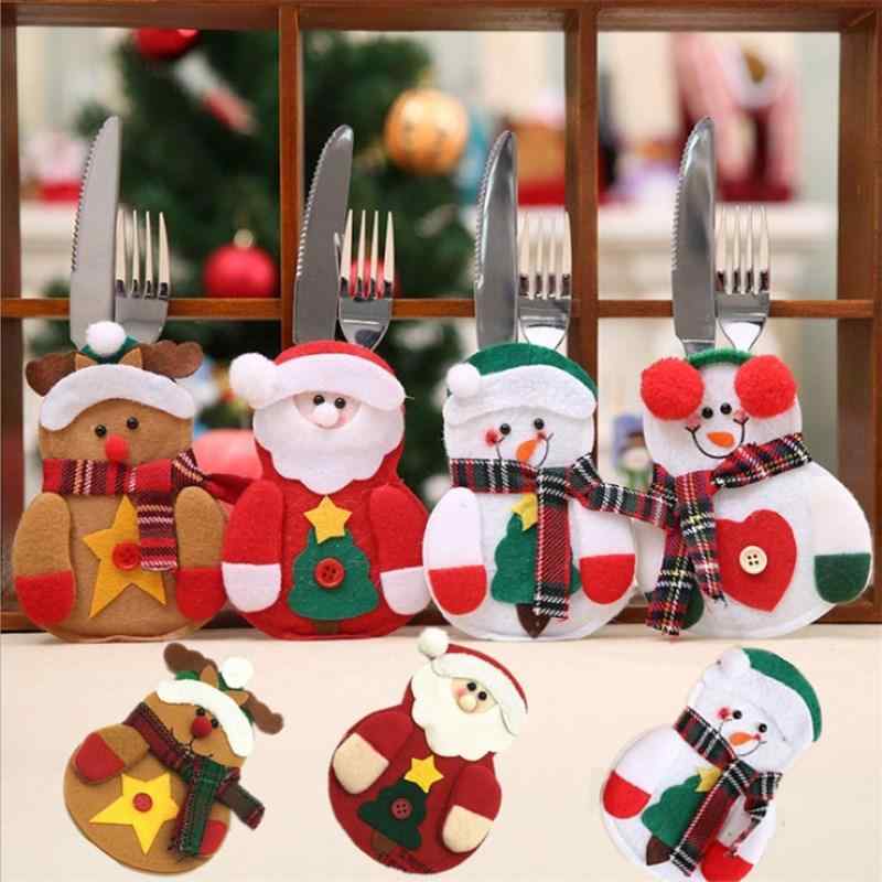 カトラリーケース クリスマス 不織布 かわいい キャラクター テーブル装飾 サンタ 雪だるま トナカイ ..