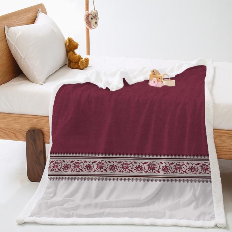 毛布 ブランケット 厚手 3Dデジタルプリント 中国風 チャイニーズ柄 ボア 羊毛風 クリスタルベルベット..