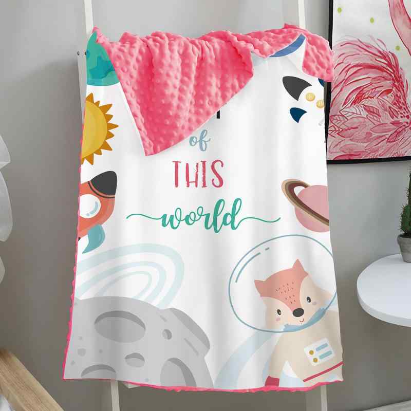 毛布 キッズ ぽこぽこドット柄 3Dデジタルプリント 二枚合わせ 宇宙柄 あったか ふんわり やわらか ポリエステル素材 冬用(x2)