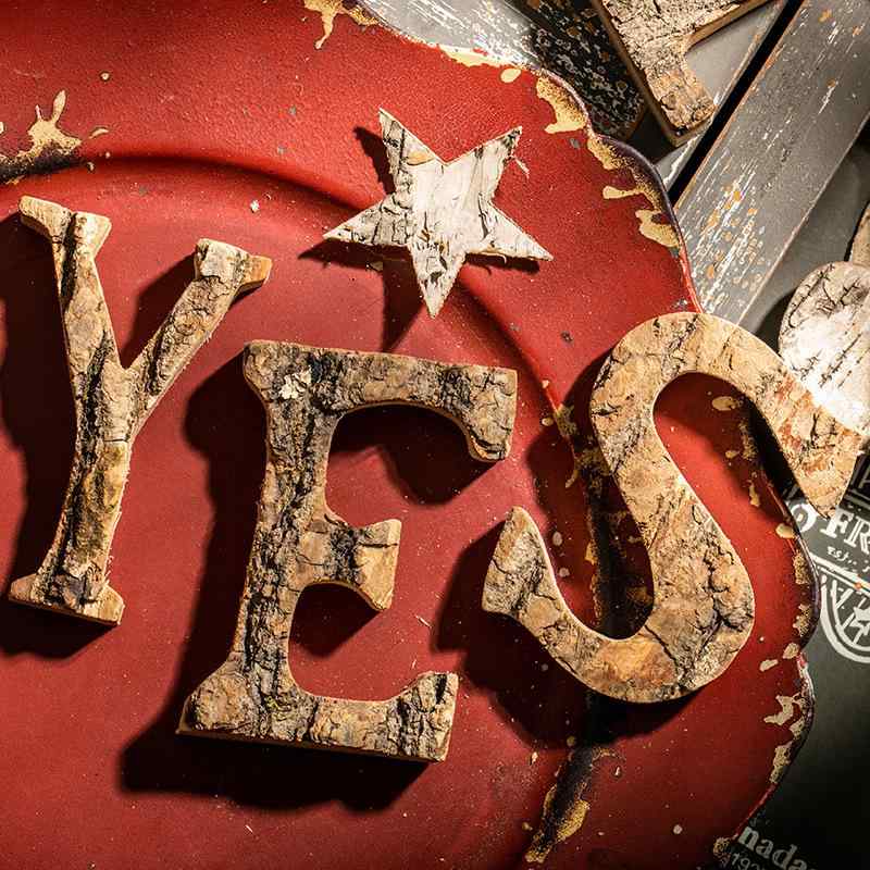 木製オブジェ クリスマス アルファベット 文字 天然木 樹皮付き 北欧デザイン DIY ウォールデコ ハンドメイド おしゃれ インテリア 置物 ナチュラル