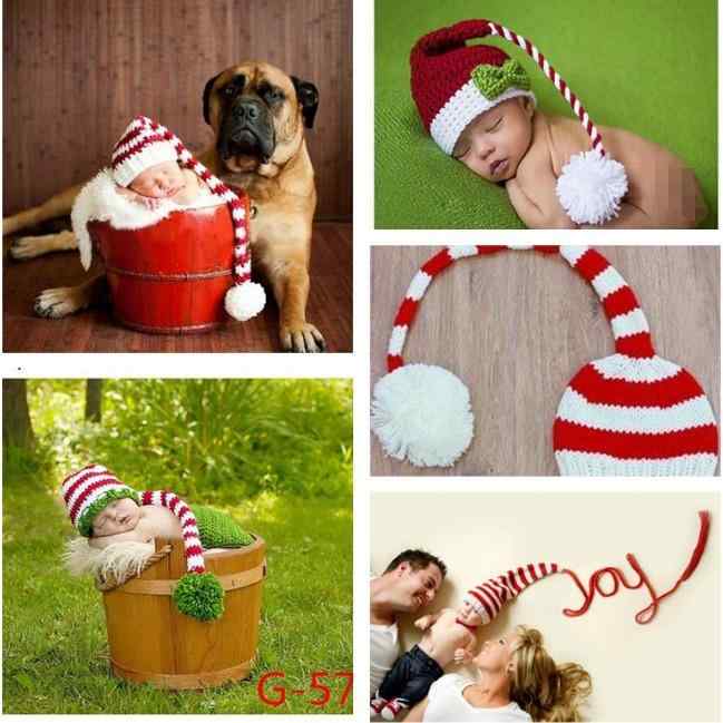 ニット帽 ベビー 新生児 手編み 保温 防寒 キャラクター 長いしっぽ付き クリスマス 写真撮影用 ニューボーンフォト 月齢フォト 出産祝い ギフト