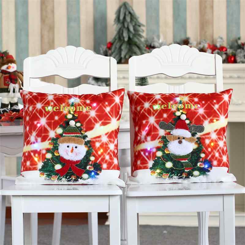 クッションカバー 光るLED クリスマス 雪だるま スノーマン トナカイ 鹿 インテリア リビング 部屋飾り..