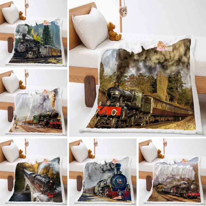 ブランケット 学生用 厚手 ふわふわ あったか キャラクター 電車柄 デジタルプリント ボア フランネル ..