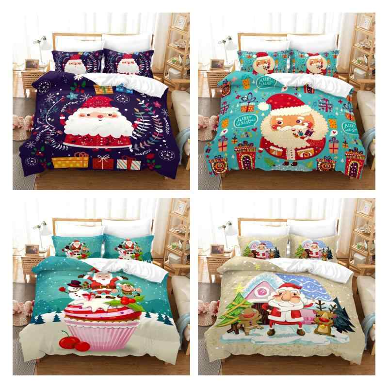 寝具 3D クリスマス柄 掛け布団カバー 枕カバー 3点セット ピーチスキン デジタルプリント アメリカン..