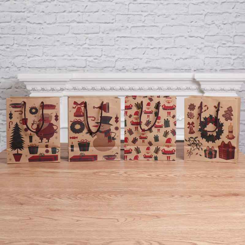 手提げ袋 クリスマス ギフトバッグ プレゼント用 ラッピング 大容量 クラフト紙製 丈夫な ワインボトル 衣類 雑貨用 ショッパー イベント パーティー 贈答用 紙袋 大きいサイズ