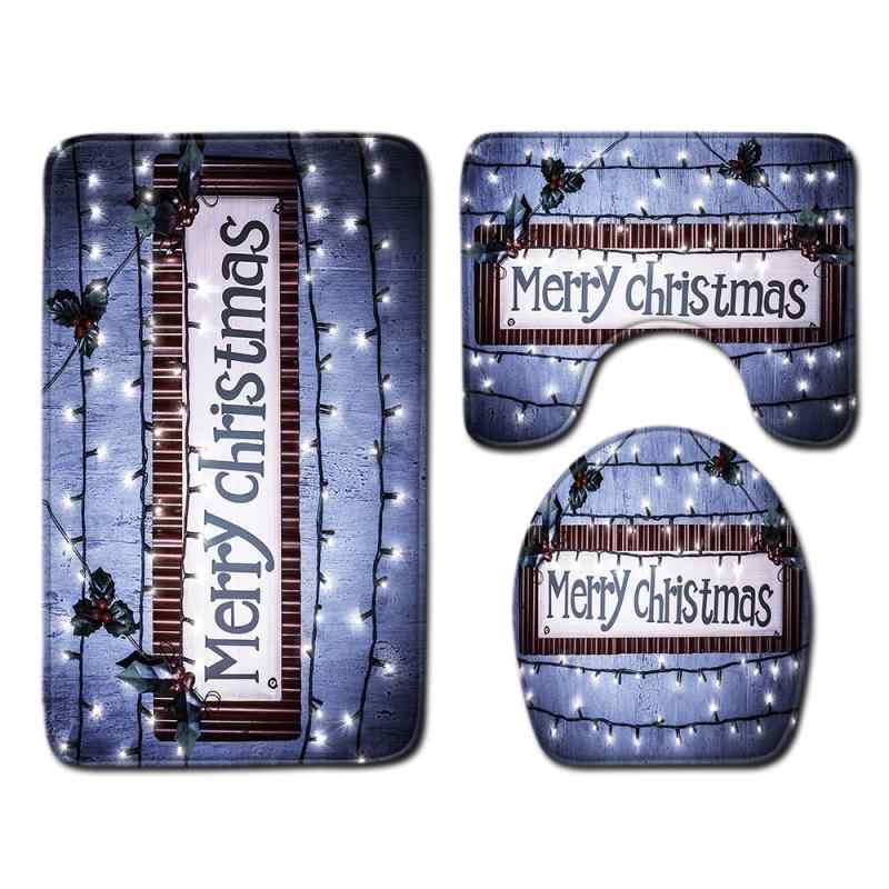 Door Mats - バストイレタリー 3点セット クリスマス 北欧デザイン 洗える 丸洗いOK ポリエステル製 長方形 おしゃれ かわいい バスルーム 洗面所 インテリア雑貨