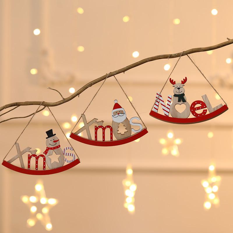 クリスマス オーナメント 木製 カラフル トナカイ サンタ 雪だるま 吊り下げ ドア飾り クリスマスツリー 装飾品 玄関 部屋 インテリア雑貨 パーティー 飾り付け