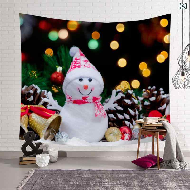 セキュアデポのタペストリー クリスマスシリーズ 雪の夜 サンタクロース 3D デジタルプリント ウォールアート 壁掛け ポリエステル製 リビング 玄関 インテリア 装飾 カートゥーン アニメ｜アングル2