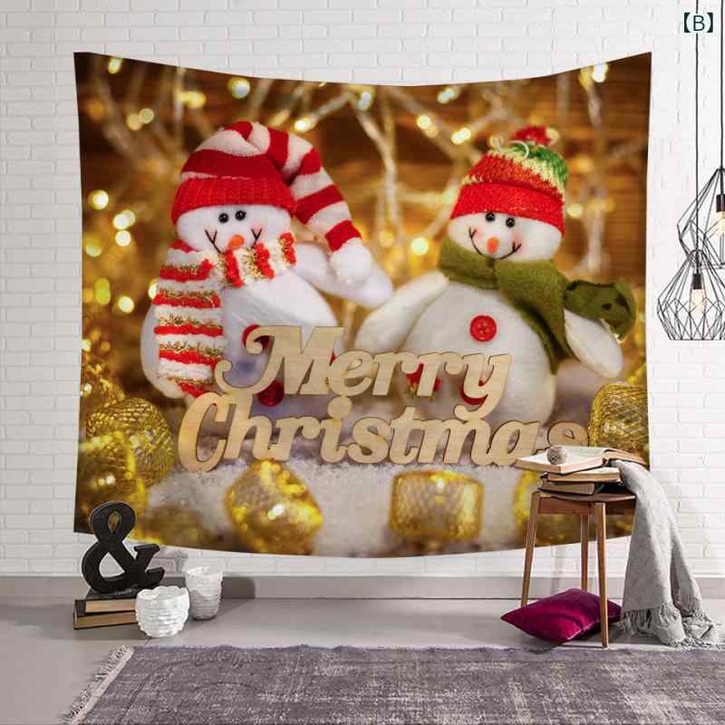 セキュアデポのタペストリー クリスマスシリーズ 雪の夜 サンタクロース 3D デジタルプリント ウォールアート 壁掛け ポリエステル製 リビング 玄関 インテリア 装飾 カートゥーン アニメ｜アングル3