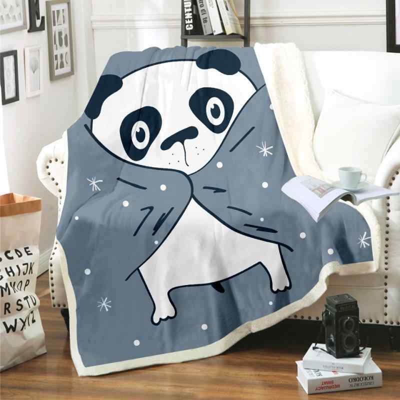 毛布 パンダ 馬 3Dデジタルプリント 厚手 ボア素材 あったか ふわふわ なめらか ブランケット 秋冬用 シングルサイズ マイクロファイバー かわいい おしゃれ モダン