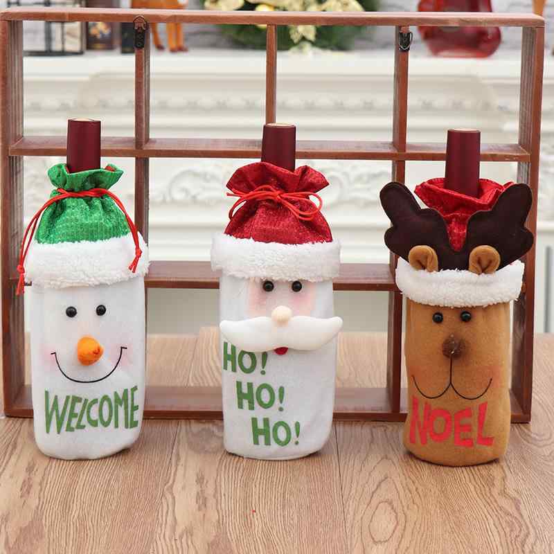 ワインボトルカバー クリスマス 高級感 布製 サンタ スノーマン トナカイ ぬいぐるみ ワインバッグ パーティー 装飾 プレゼント ギフト