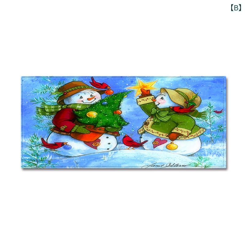 フロアマット クリスマス 洗える ロングマット 長方形 キッチン 玄関 リビング ラ...