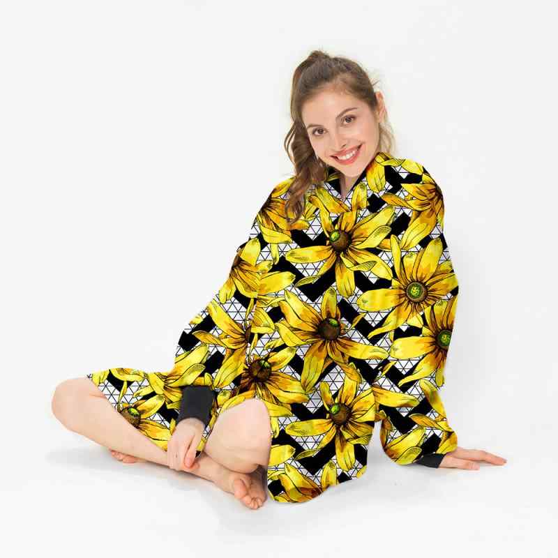 着る毛布 大人用 キッズ フード付き パーカー ルームウェア ガウン ブランケット ロング丈 秋冬 あった..