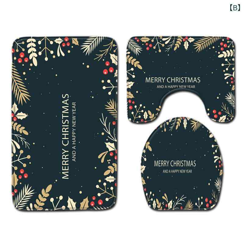 バスマット クリスマス 浴室 トイレマット フタカバー 3点セット 洗える 滑り止め 吸水 速乾 ポリエステル素材 長方形 モダン シンプル おしゃれ インテリア