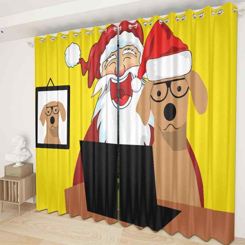 カーテン クリスマス柄 プリント 半遮光 断熱 ポリエステル生地 リビング 寝室 書斎 ダイニング 子供部..