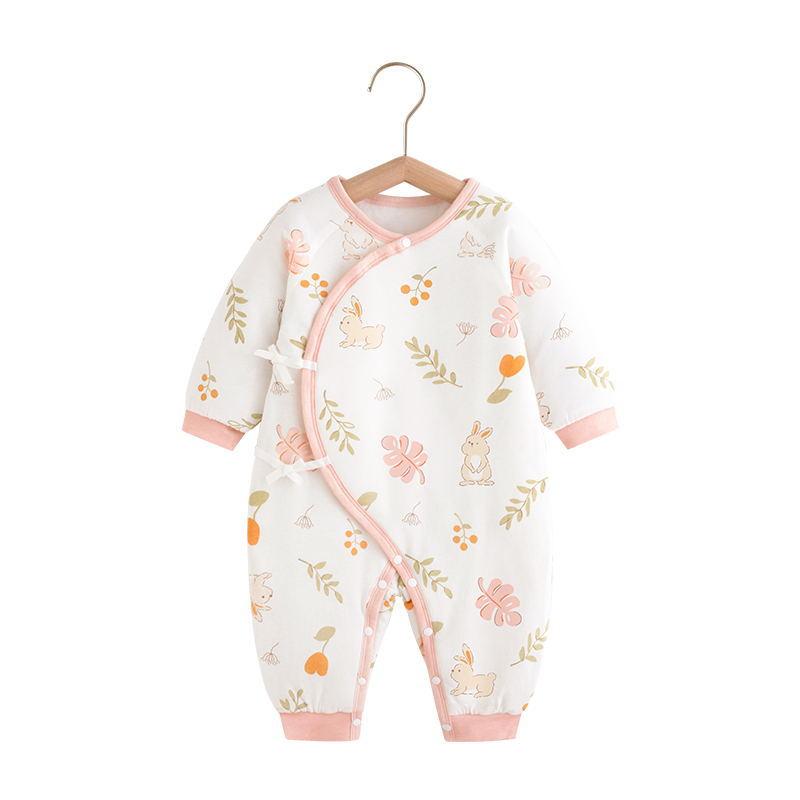 ロンパース ベビー 新生児 男女兼用 綿100% コットン 縫い目なし 肌に優しい カバーオール パジャマ 寝巻き 秋冬春 部屋着 カジュアル やわらか 保温 スムース