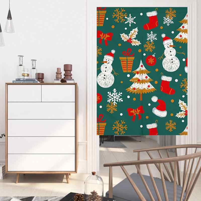 のれん クリスマス 突っ張り棒対応 間仕切り 目隠し リビング 寝室 おしゃれ かわいい ドアカーテン 壁飾り イベント装飾 布製 ポリエステル混 北欧風(x2)
