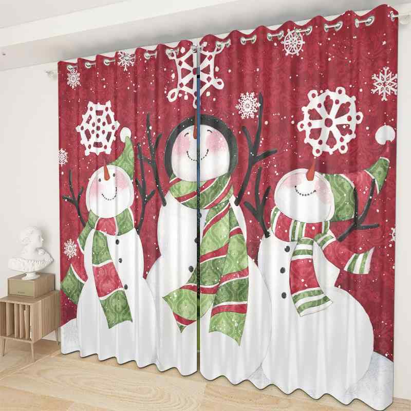 カーテン 半遮光 遮熱 断熱 ポリエステル プリント ハトメ クリスマス オーダーメイド リビング 寝室 ..