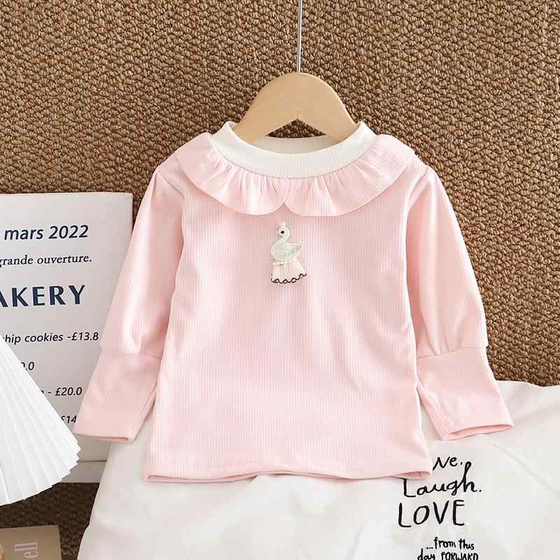 トレーナー 子供服 女の子 長袖 フリルネック メロウ加工 無地 コットンブレンド 韓国風 おしゃれ 春秋 通園 通学 普段使い 部屋着 カジュアル