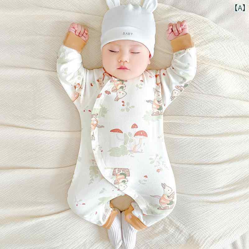 ベビー ロンパース 新生児 乳幼児 男の子 女の子 男女兼用 綿100% 保温性 肌着 長...