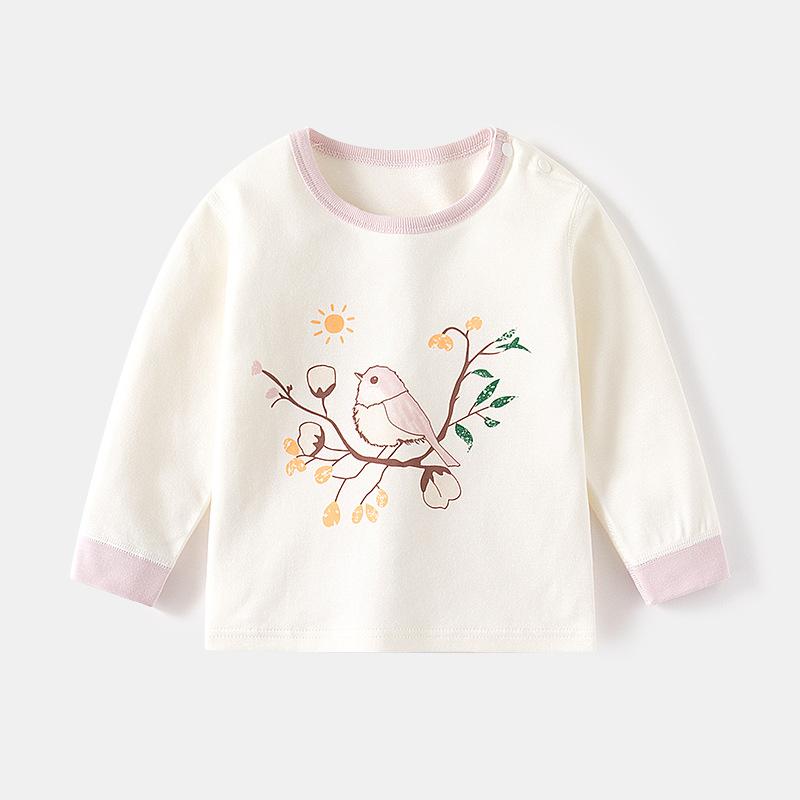 ・主な素材: 綿50%・性別: 男女兼用・対象年齢: 乳幼児（1～3歳）・生地加工: 起毛加工、柔軟加工・デザイン: アニメ柄、キュート、プリント・季節: 春、秋・ネックライン: クルーネック・カラー展開: ピンク、グリーン、ブルー、グレー・身長展開: 73cm、90cm