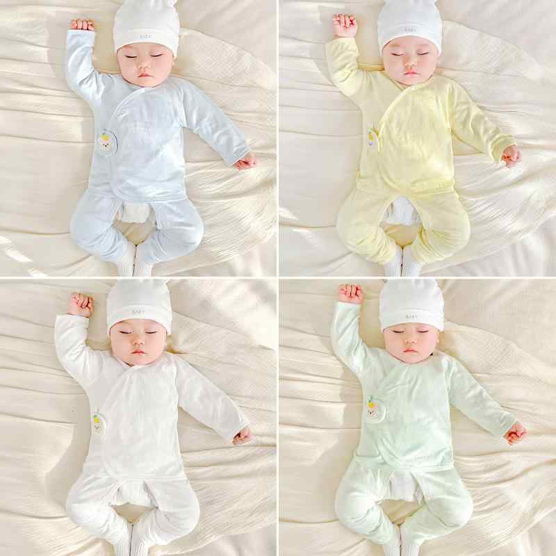 ベビー肌着 新生児 男の子 女の子 0-3ヶ月 上下セット 長袖 純綿 コットン100% パジャマ ルームウェア ..