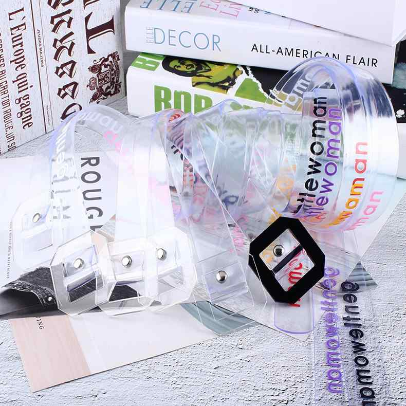 ウエストベルト レディース クリア 樹脂 プラスチック オールシーズン デニムパンツ 学生 カジュアル 丸型バックル スクエアバックル ファッション小物