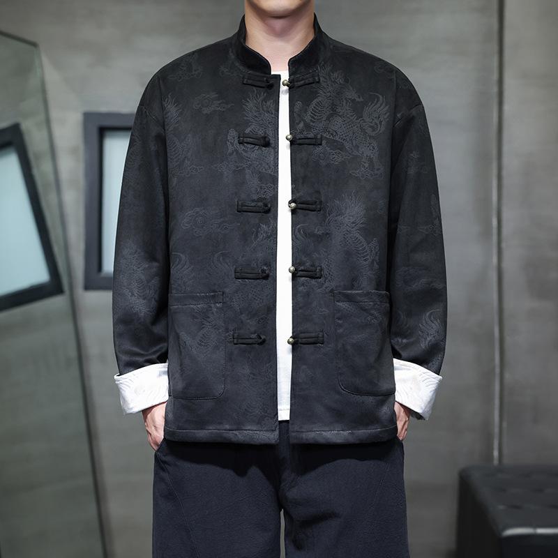 Other - ジャケット メンズ 大きいサイズ フェイクスエード チャイナ風 新チャイナスタイル 唐装 漢服 レトロ アウター ジャガード織り 春秋 ポリエステル