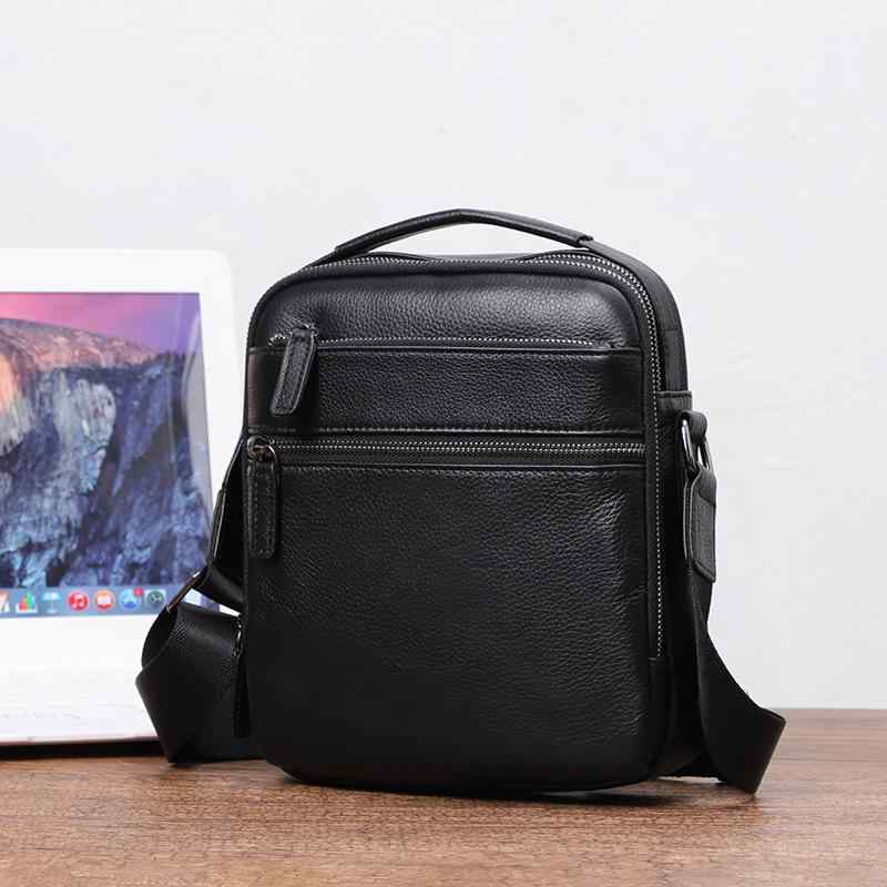 ショルダーバッグ メンズ 本革 トップグレイン牛革 斜め掛け ボディバッグ カジュアル ビジネス シンプル おしゃれ 通勤 デイリーユース ブラック 無地 丈夫な縫製 ポリエステル裏地(4)