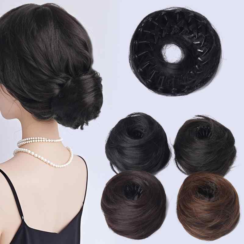 お団子ヘア レディース 伸縮式 鳥の巣クリップ ウィッグ 自然なつけ毛 ふんわり ボリュームアップ 耐熱ファイバー 簡単装着 ヘアアレンジ 普段使い 結婚式(x2)