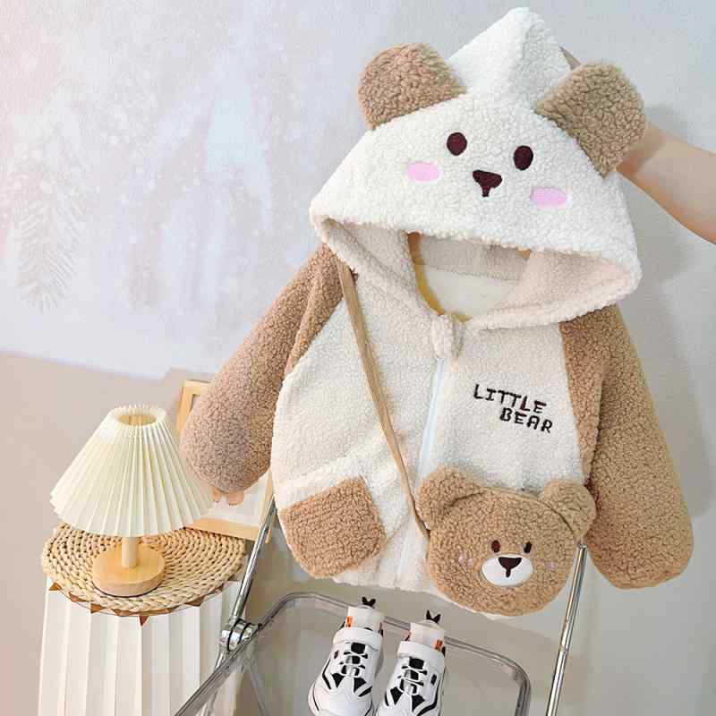 ベビーアウター 男の子 冬 裏ボア 厚手 防寒 暖かい フード付き 長袖 もこもこ コットン ジップアップ ..