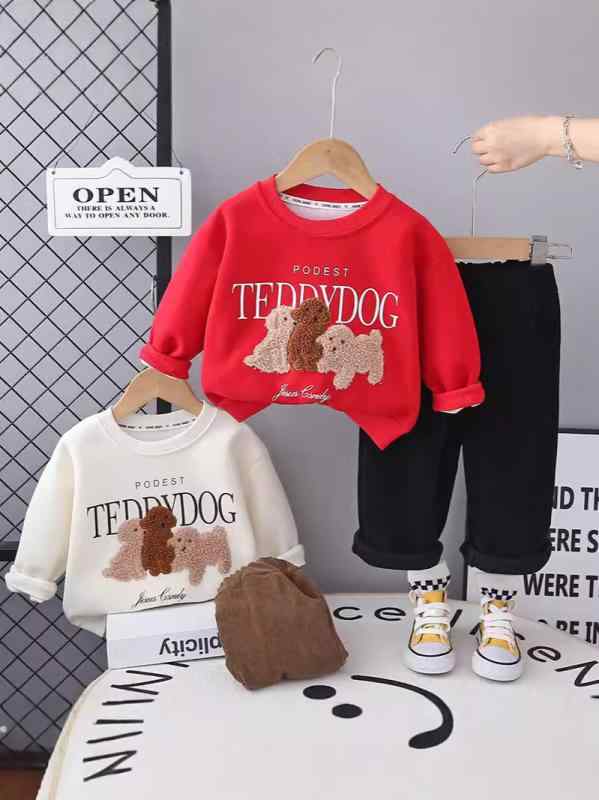 ベビー服 男の子 秋 おしゃれ かわいい アルファベット ロンT プルオーバー パンツセットアップ 綿 コットン 柔らかい 肌に優しい 韓国風 2点セット 5ヶ月 6ヶ月 7ヶ月 8ヶ月 9ヶ月 80cm 90cm 100cm