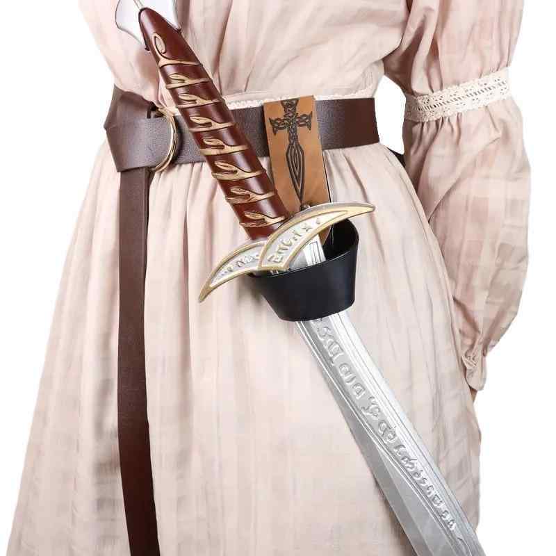 刀剣ホルダー 中世 レトロ ファンタジー PUレザー製 ウエストベルト 剣帯 鞘ホルスター 調節可能 舞台衣装 コスプレ 仮装 ハロウィン イベント 演劇 大人用 ブラウン ブラック