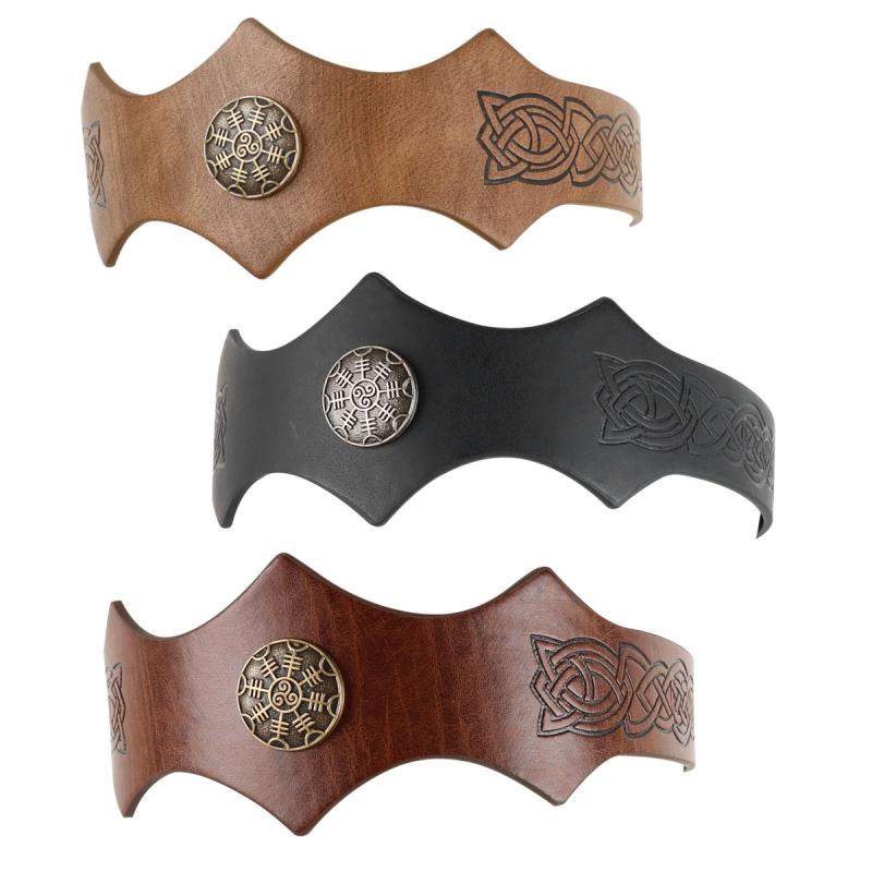 ヘッドドレス 中世 ルネサンス コスプレ レザー製 バイキング風 ウェーブデザイン 欧米ファンタジー 髪..