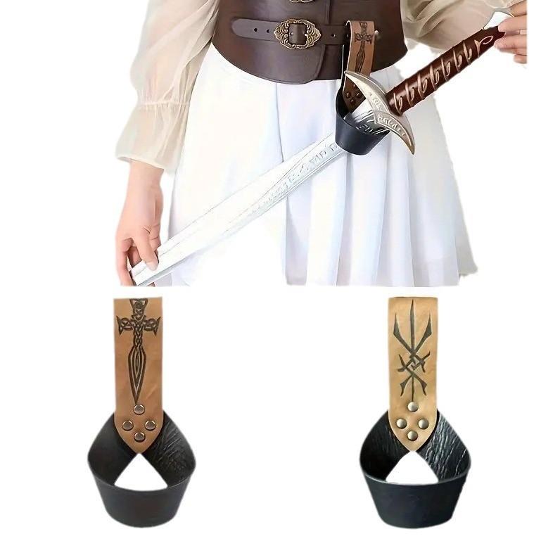 コスプレ小物 大人用 スチームパンク バイキング 中世風 レザー ホルスター ポーチ 剣帯 ベルト キーホ..