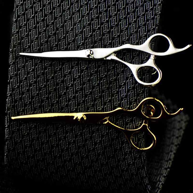 ネクタイピン メンズ レディース 男女兼用 銅製 ハサミモチーフ 宝剣デザイン フラットヘッド型 シルバ..